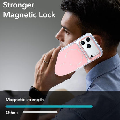 For iPhone 18 Pro Bright Color Blocking Camera Bracket Magnetic Phone Case - Pink - EDA008875320C