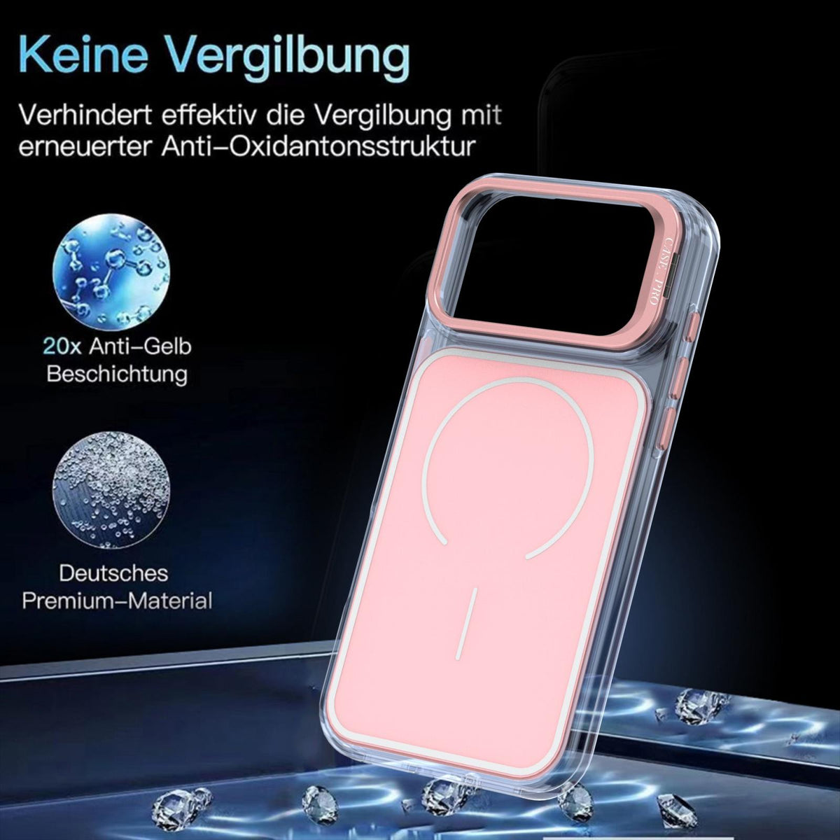 For iPhone 18 Pro Bright Color Blocking Camera Bracket Magnetic Phone Case - Pink - EDA008875320C