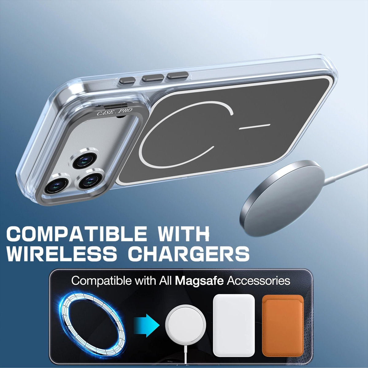 For iPhone 18 Pro Bright Color Blocking Camera Bracket Magnetic Phone Case - Black - EDA008875320D