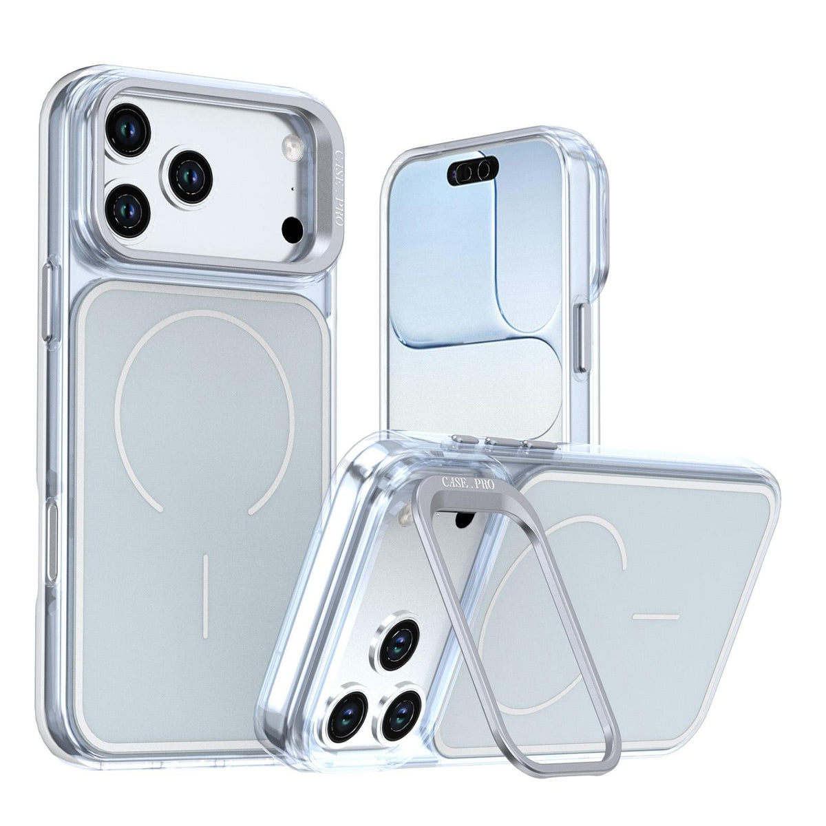 For iPhone 18 Pro Bright Color Blocking Camera Bracket Magnetic Phone Case - Grey - EDA008875320E