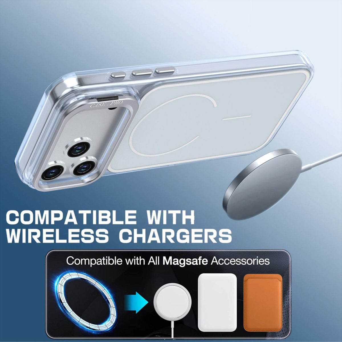 For iPhone 18 Pro Bright Color Blocking Camera Bracket Magnetic Phone Case - Grey - EDA008875320E