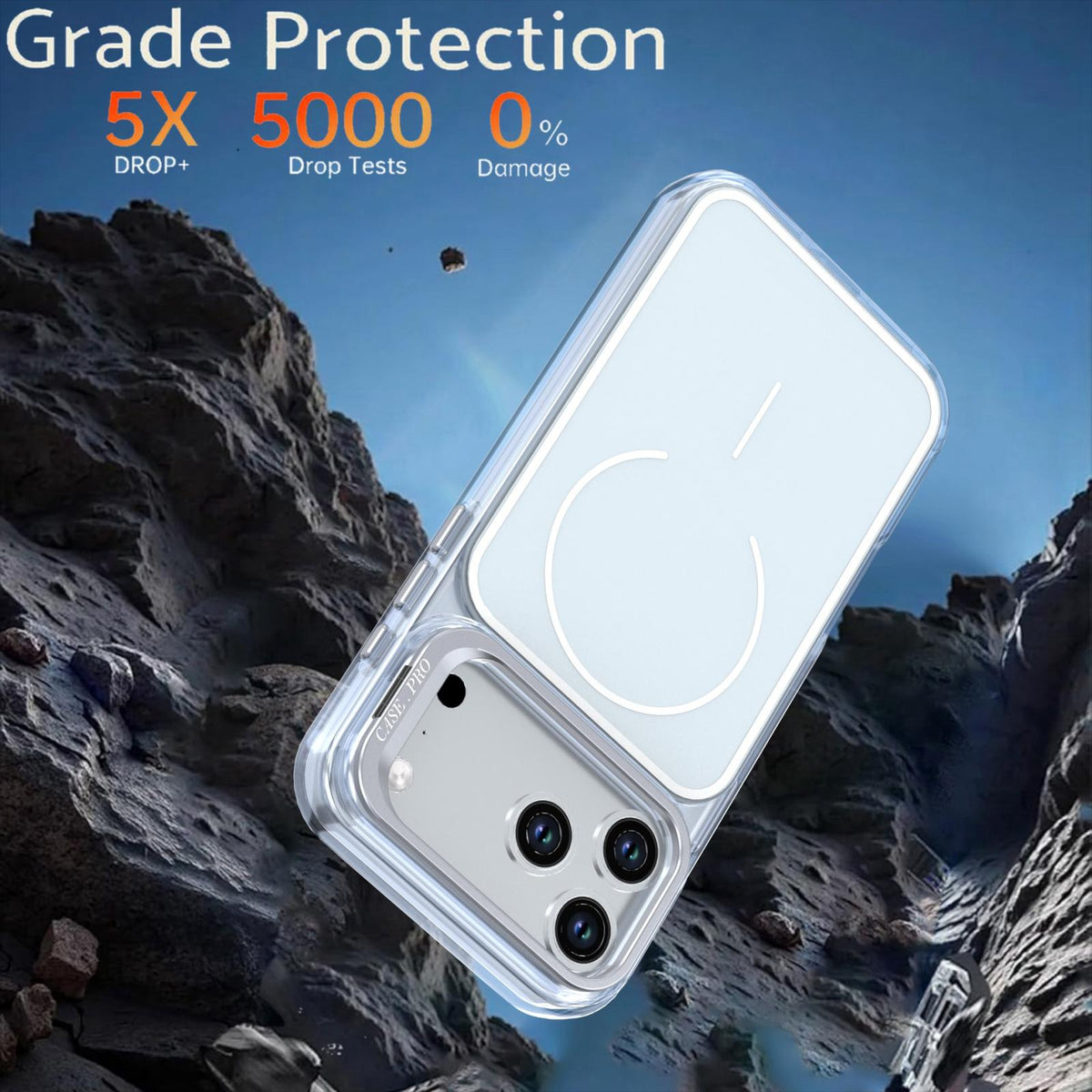 For iPhone 18 Pro Bright Color Blocking Camera Bracket Magnetic Phone Case - Grey - EDA008875320E