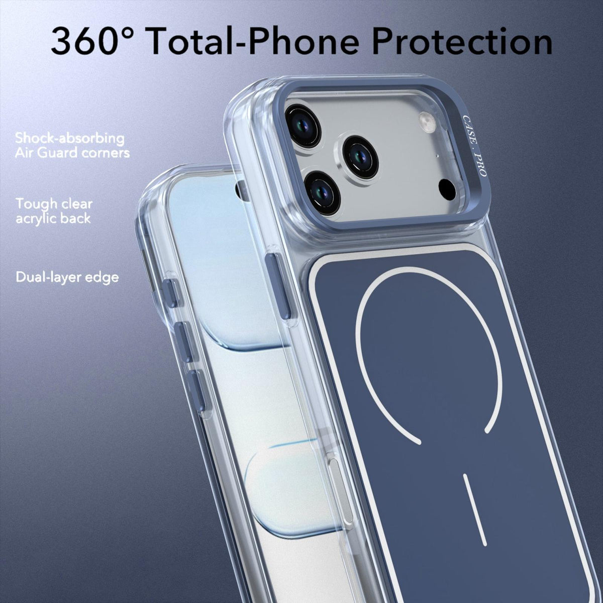 For iPhone 18 Pro Bright Color Blocking Camera Bracket Magnetic Phone Case - Blue - EDA008875320F