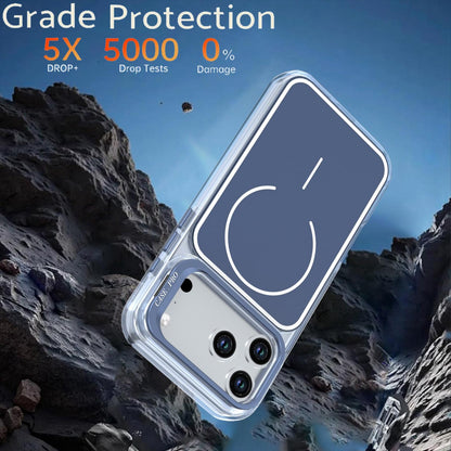 For iPhone 18 Pro Bright Color Blocking Camera Bracket Magnetic Phone Case - Blue - EDA008875320F