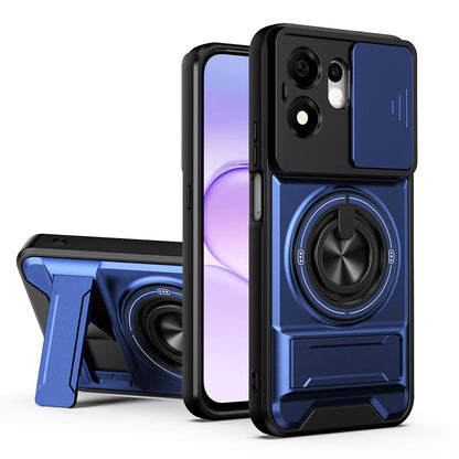 For Honor 600 Smart 5G Lens Sliding Window Multifunctional Magnetic Shockproof Phone Case(Royal Blue)