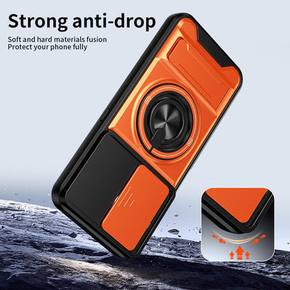 For Honor 600 Smart 5G Lens Sliding Window Multifunctional Magnetic Shockproof Phone Case(Royal Blue)