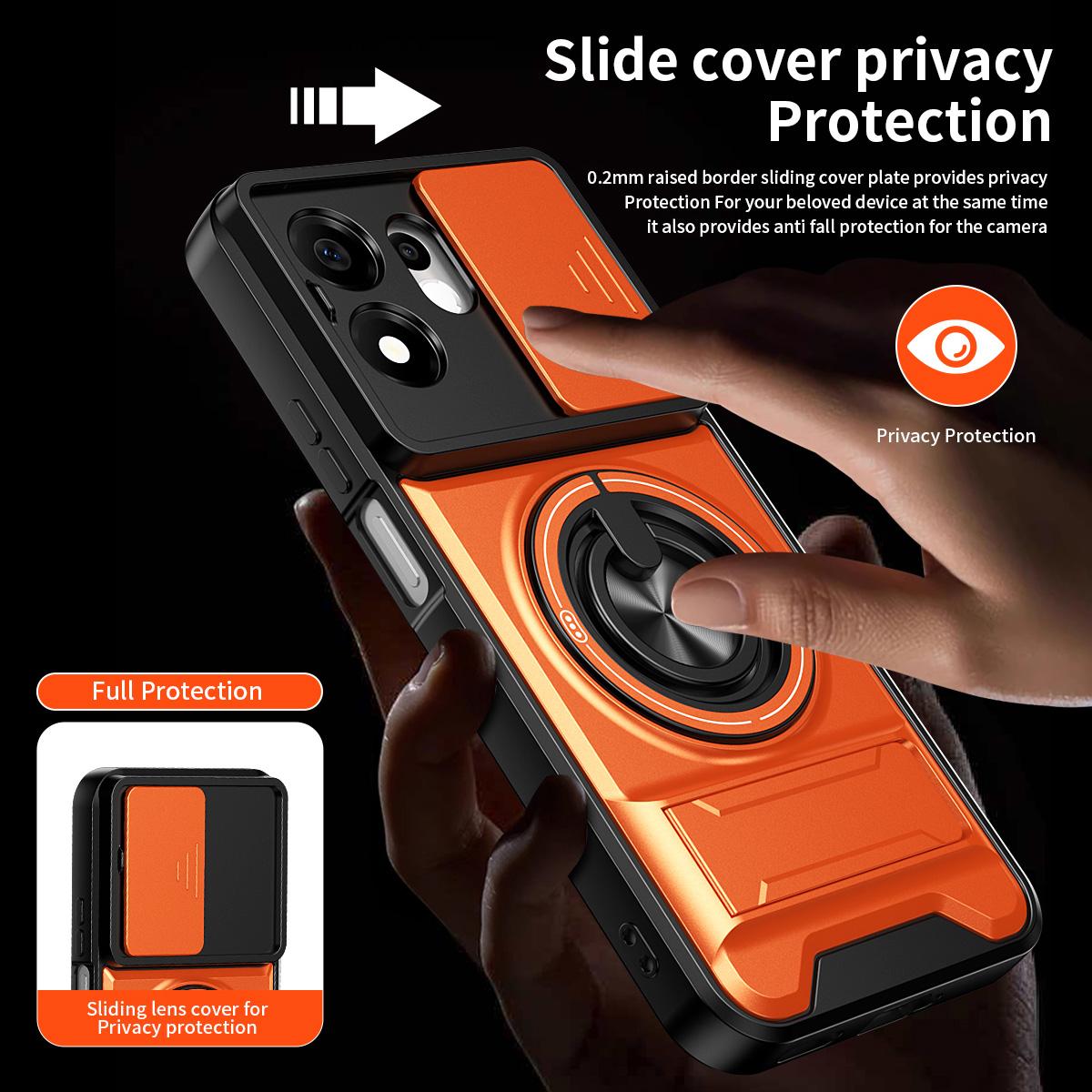 For Honor 600 Smart 5G Lens Sliding Window Multifunctional Magnetic Shockproof Phone Case(Black)