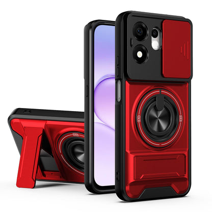 For Honor 600 Smart 5G Lens Sliding Window Multifunctional Magnetic Shockproof Phone Case(Red)