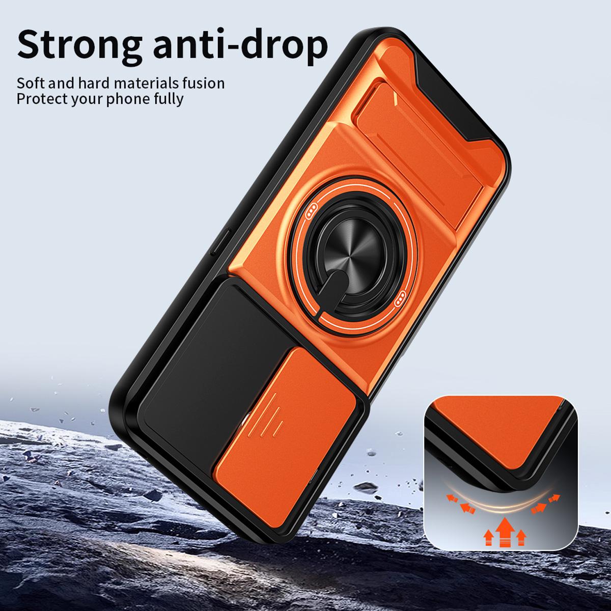 For Honor 600 Smart 5G Lens Sliding Window Multifunctional Magnetic Shockproof Phone Case(Titanium Gray)