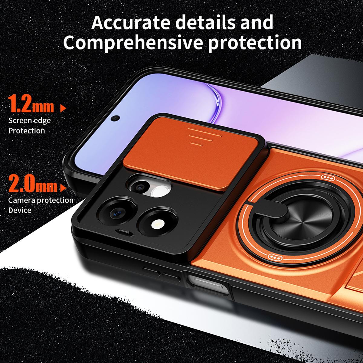 For Honor 600 Smart 5G Lens Sliding Window Multifunctional Magnetic Shockproof Phone Case(Titanium Gray)