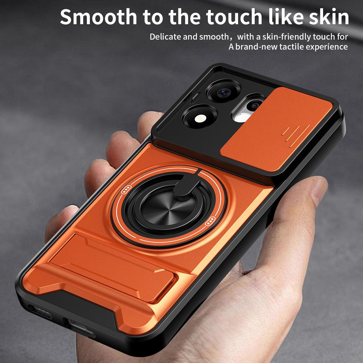 For Honor 600 Smart 5G Lens Sliding Window Multifunctional Magnetic Shockproof Phone Case(Titanium Gray)