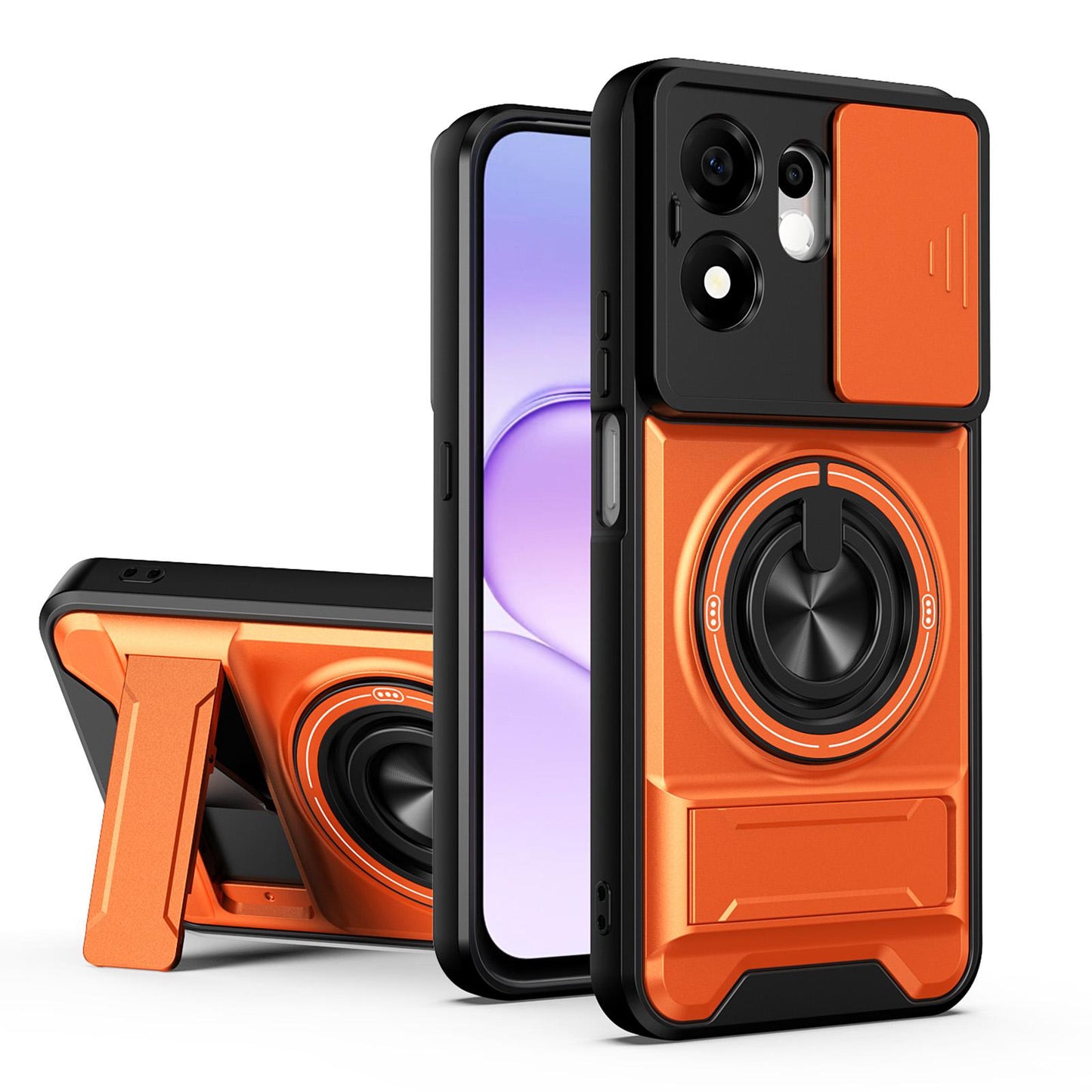 For Honor 600 Smart 5G Lens Sliding Window Multifunctional Magnetic Shockproof Phone Case(Orange)