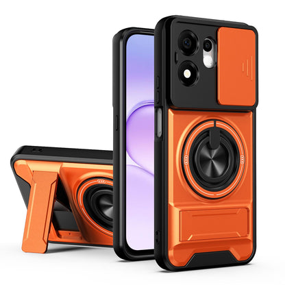 For Honor 600 Smart 5G Lens Sliding Window Multifunctional Magnetic Shockproof Phone Case(Orange)