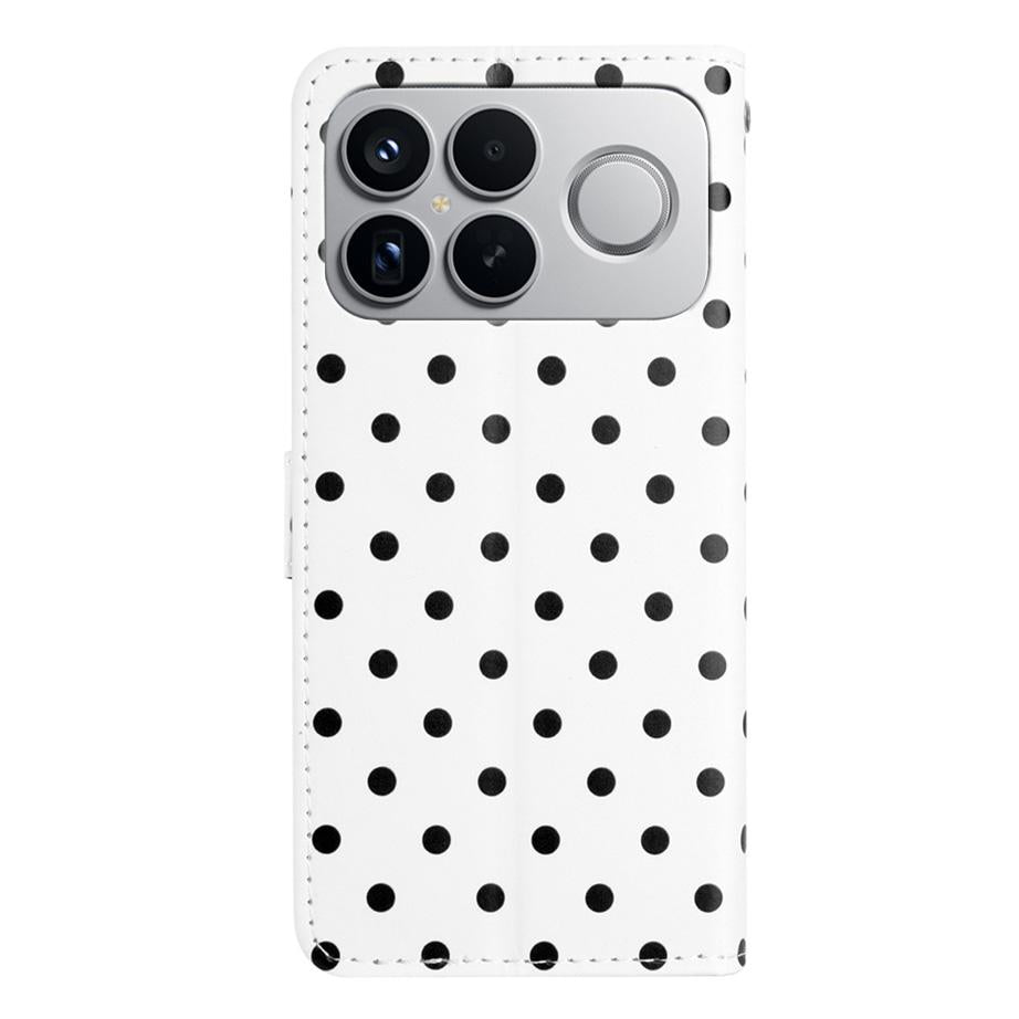 For Redmi K90 Pro Max / Poco F8 Ultra Small Dots Pattern Vegan Leather Phone Case(White)
