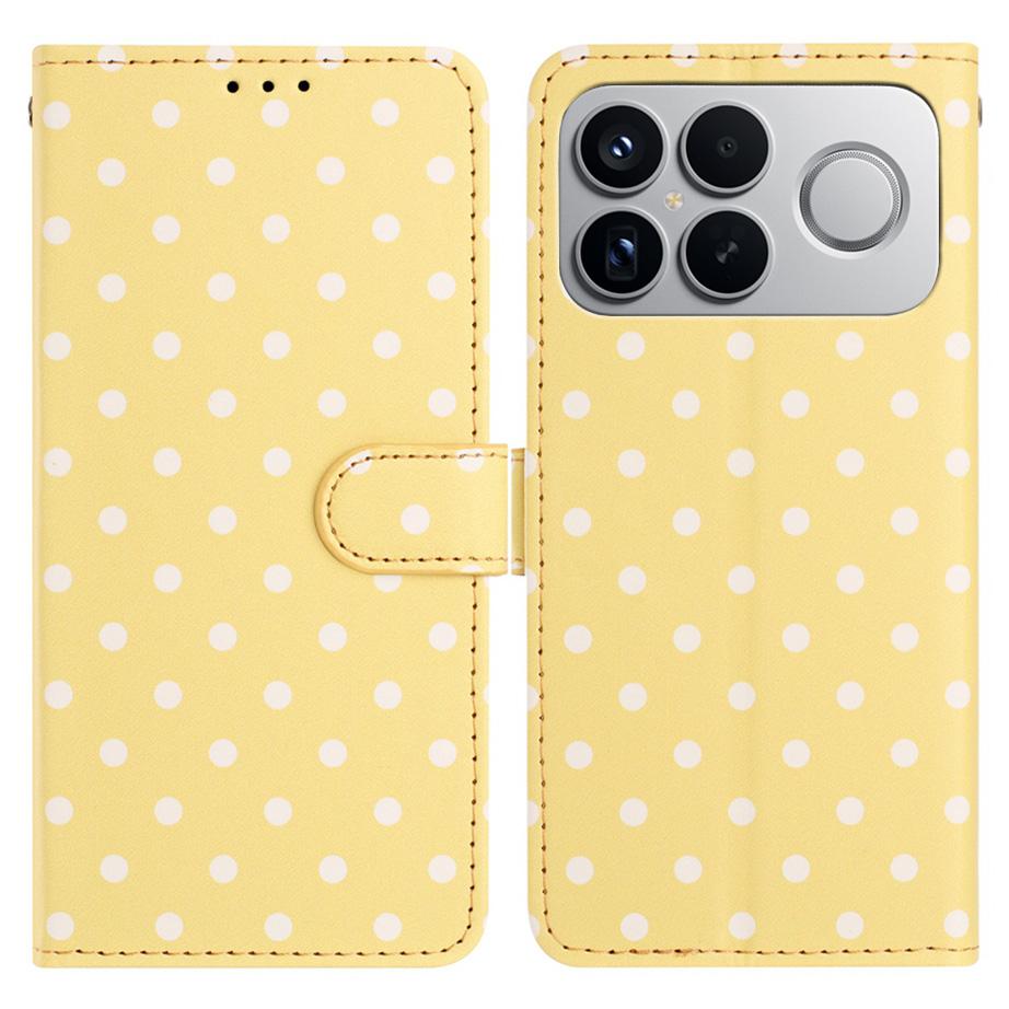For Redmi K90 Pro Max / Poco F8 Ultra Small Dots Pattern Vegan Leather Phone Case(Yellow)