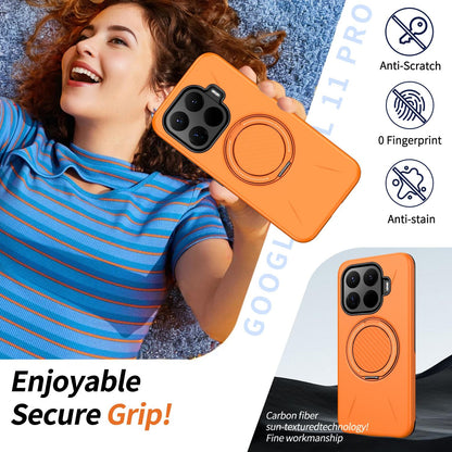 For Xiaomi 17T Pro 5G Metal Rotation Holder MagSafe TPU Hybrid PC Phone Case(Orange)