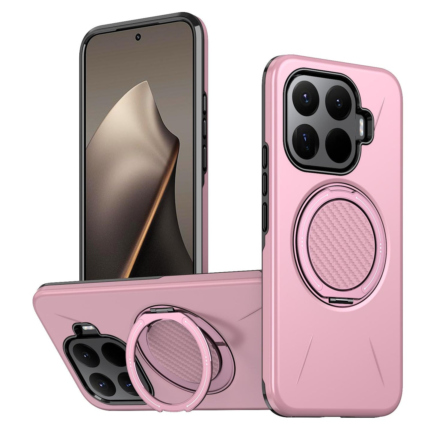 For Xiaomi 17T Pro 5G Metal Rotation Holder MagSafe TPU Hybrid PC Phone Case(Pink)
