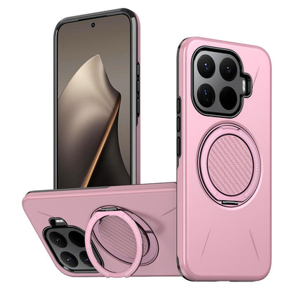 For Xiaomi 17T Pro 5G Metal Rotation Holder MagSafe TPU Hybrid PC Phone Case(Pink)