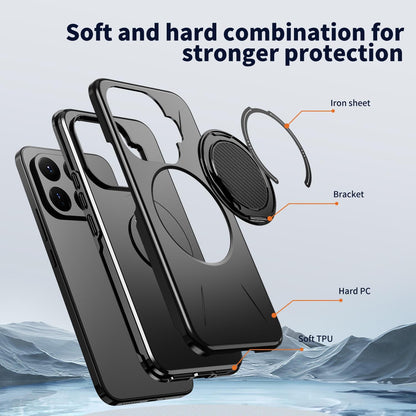 For Xiaomi 17T Pro 5G Metal Rotation Holder MagSafe TPU Hybrid PC Phone Case(Black)