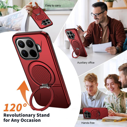 For Xiaomi 17T Pro 5G Metal Rotation Holder MagSafe TPU Hybrid PC Phone Case(Red)
