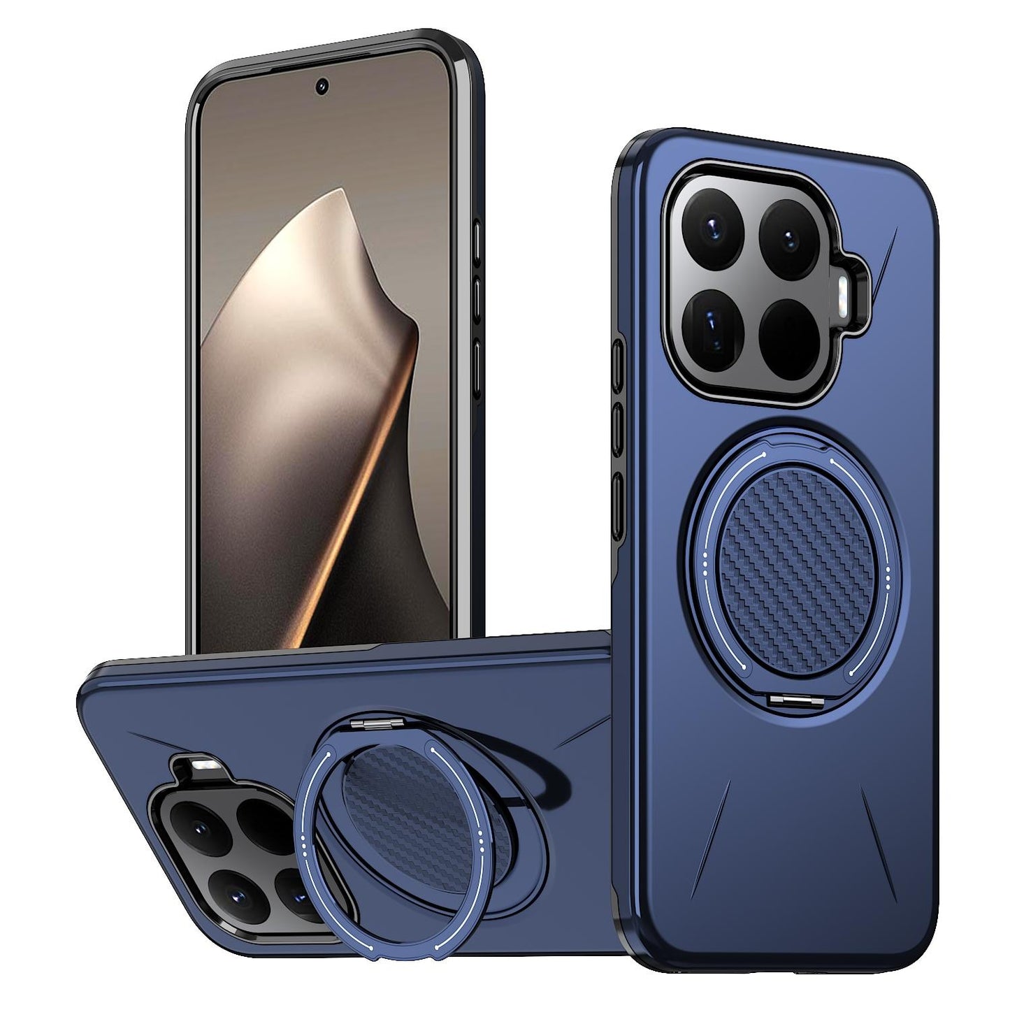 For Xiaomi 17T Pro 5G Metal Rotation Holder MagSafe TPU Hybrid PC Phone Case(Navy Blue)