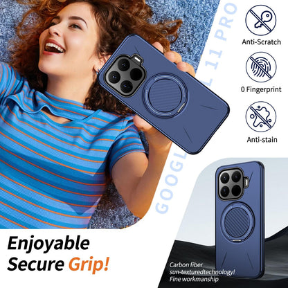 For Xiaomi 17T Pro 5G Metal Rotation Holder MagSafe TPU Hybrid PC Phone Case(Navy Blue)