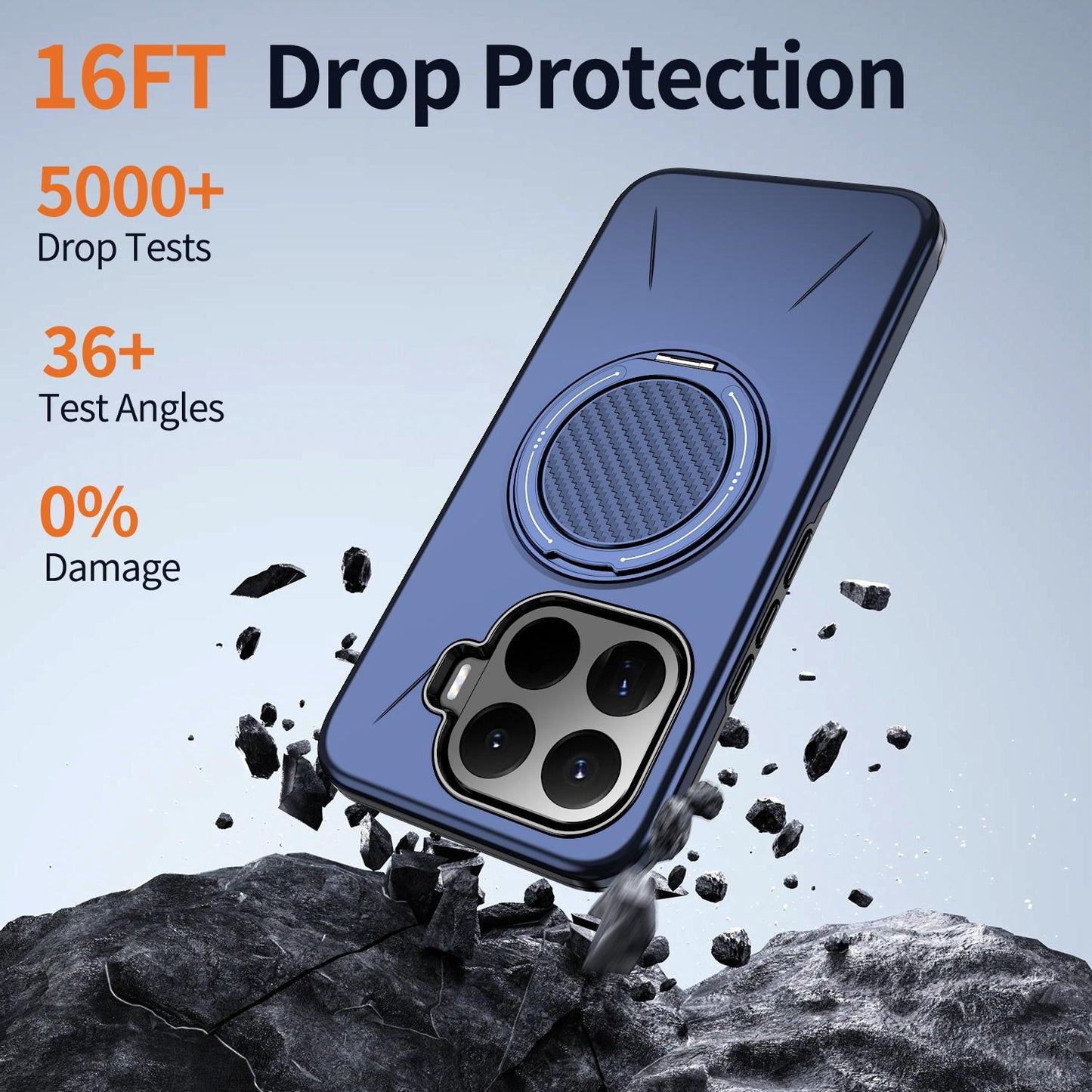 For Xiaomi 17T Pro 5G Metal Rotation Holder MagSafe TPU Hybrid PC Phone Case(Navy Blue)