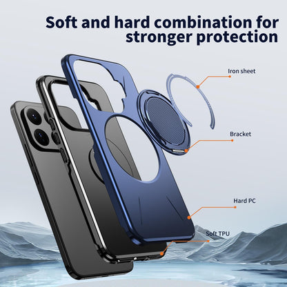 For Xiaomi 17T Pro 5G Metal Rotation Holder MagSafe TPU Hybrid PC Phone Case(Navy Blue)