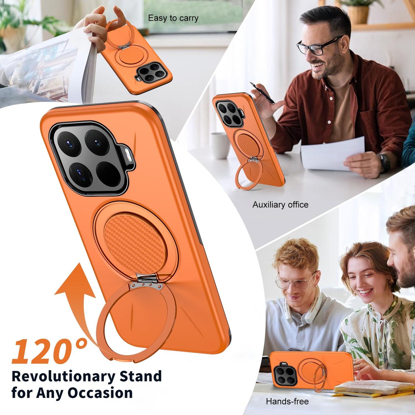For Xiaomi 17T 5G Metal Rotation Holder MagSafe TPU Hybrid PC Phone Case(Orange)