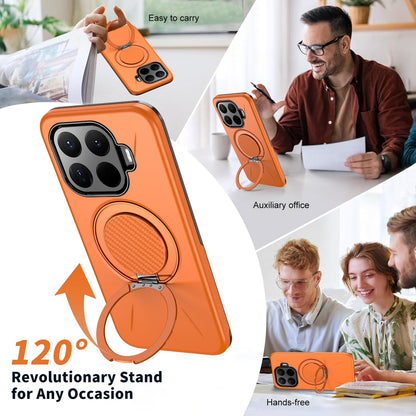 For Xiaomi 17T 5G Metal Rotation Holder MagSafe TPU Hybrid PC Phone Case(Orange)