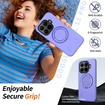For Xiaomi 17T 5G Metal Rotation Holder MagSafe TPU Hybrid PC Phone Case(Purple)