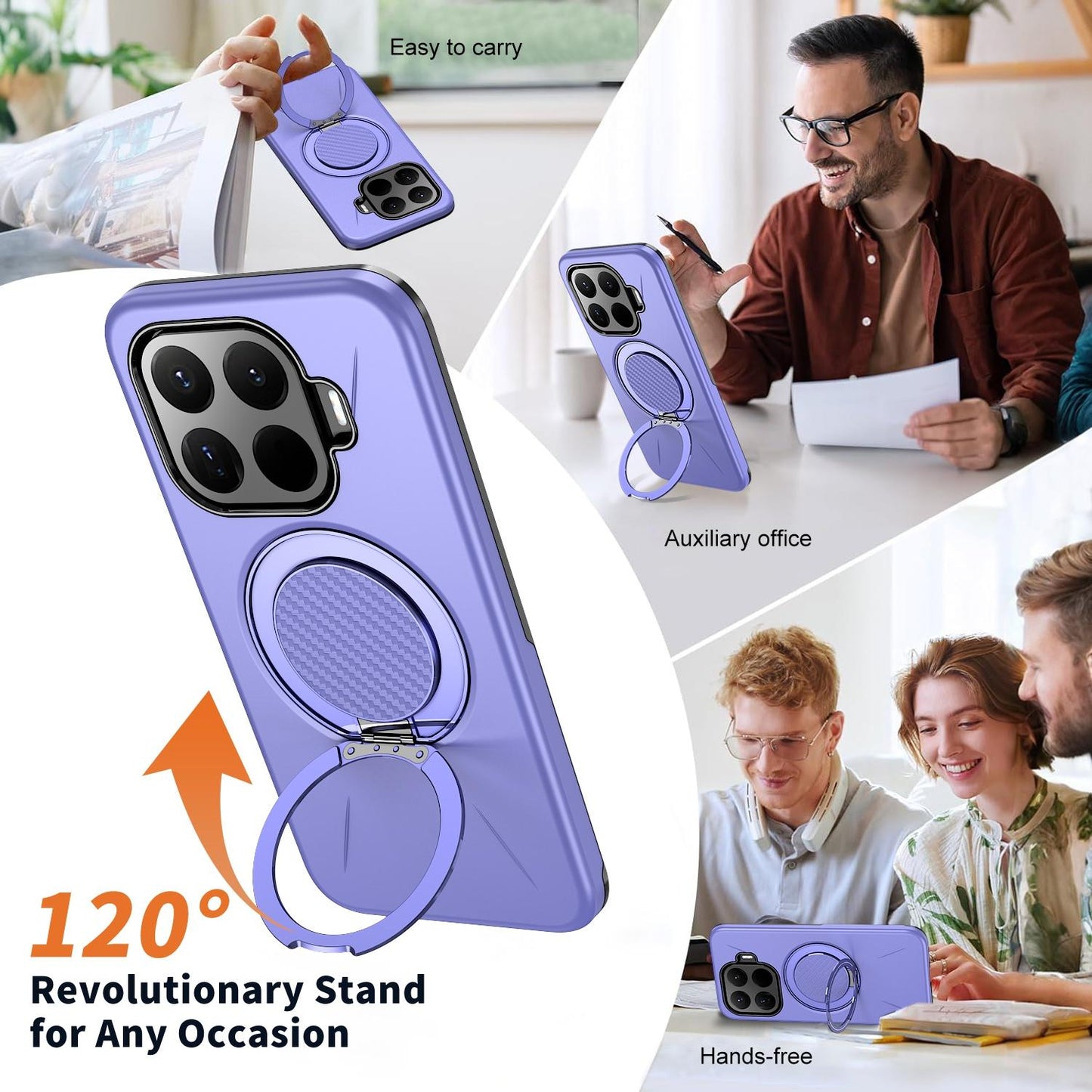 For Xiaomi 17T 5G Metal Rotation Holder MagSafe TPU Hybrid PC Phone Case(Purple)
