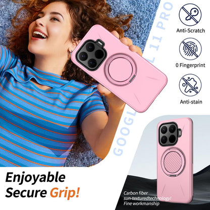 For Xiaomi 17T 5G Metal Rotation Holder MagSafe TPU Hybrid PC Phone Case(Pink)