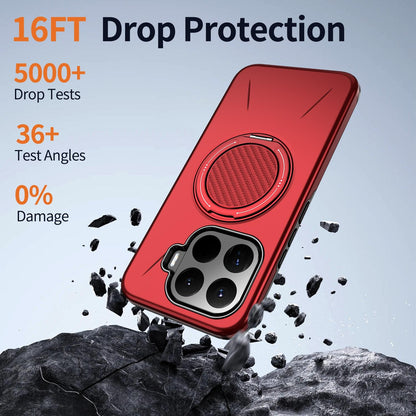 For Xiaomi 17T 5G Metal Rotation Holder MagSafe TPU Hybrid PC Phone Case(Red)