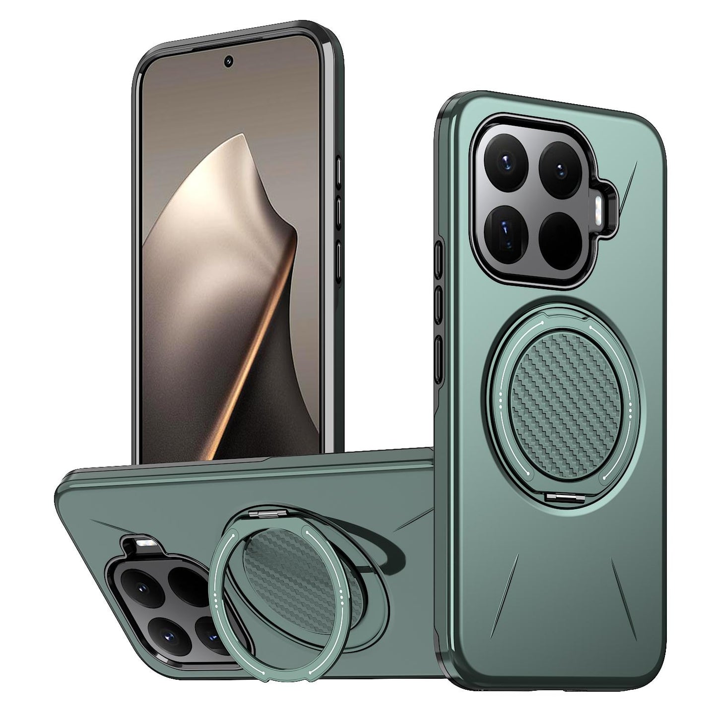 For Xiaomi 17T 5G Metal Rotation Holder MagSafe TPU Hybrid PC Phone Case(Grey Green)