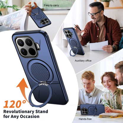 For Xiaomi 17T 5G Metal Rotation Holder MagSafe TPU Hybrid PC Phone Case(Navy Blue)
