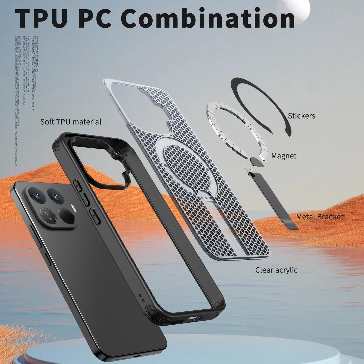 For Xiaomi 17T Pro 5G Honeycomb Cooling MagSafe Holder Phone Case(Black)