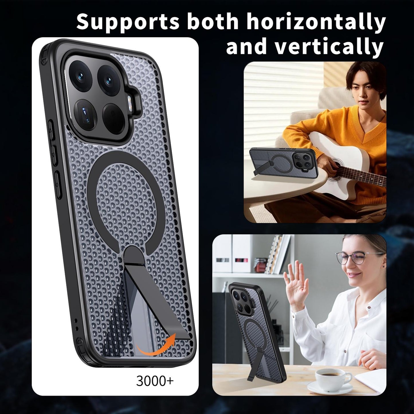 For Xiaomi 17T Pro 5G Honeycomb Cooling MagSafe Holder Phone Case(Black)