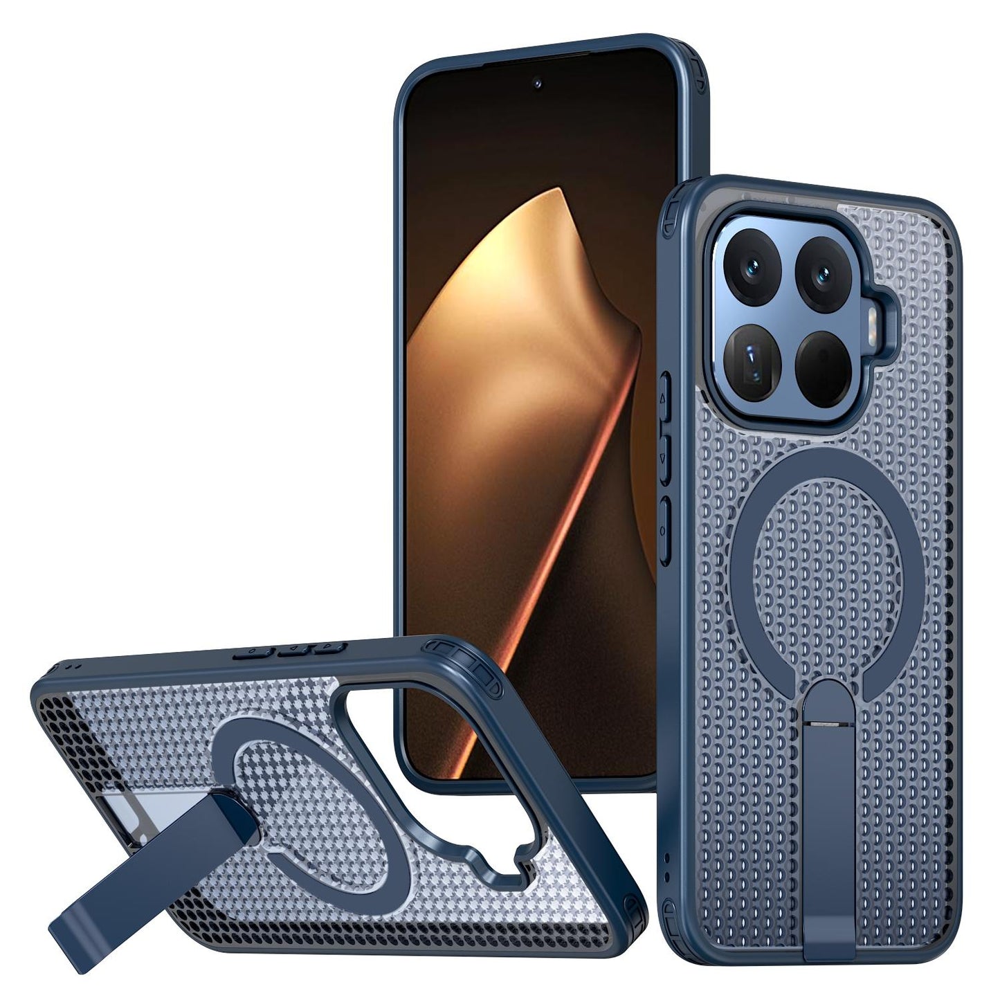 For Xiaomi 17T Pro 5G Honeycomb Cooling MagSafe Holder Phone Case(Blue)