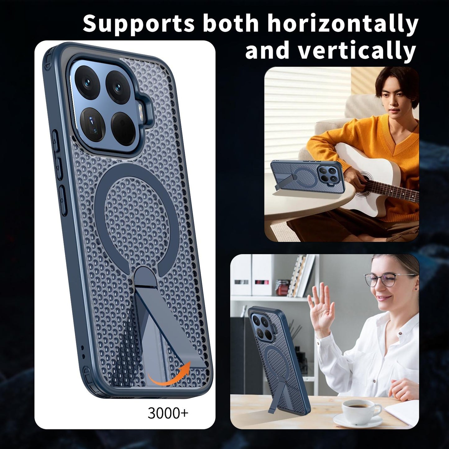 For Xiaomi 17T Pro 5G Honeycomb Cooling MagSafe Holder Phone Case(Blue)