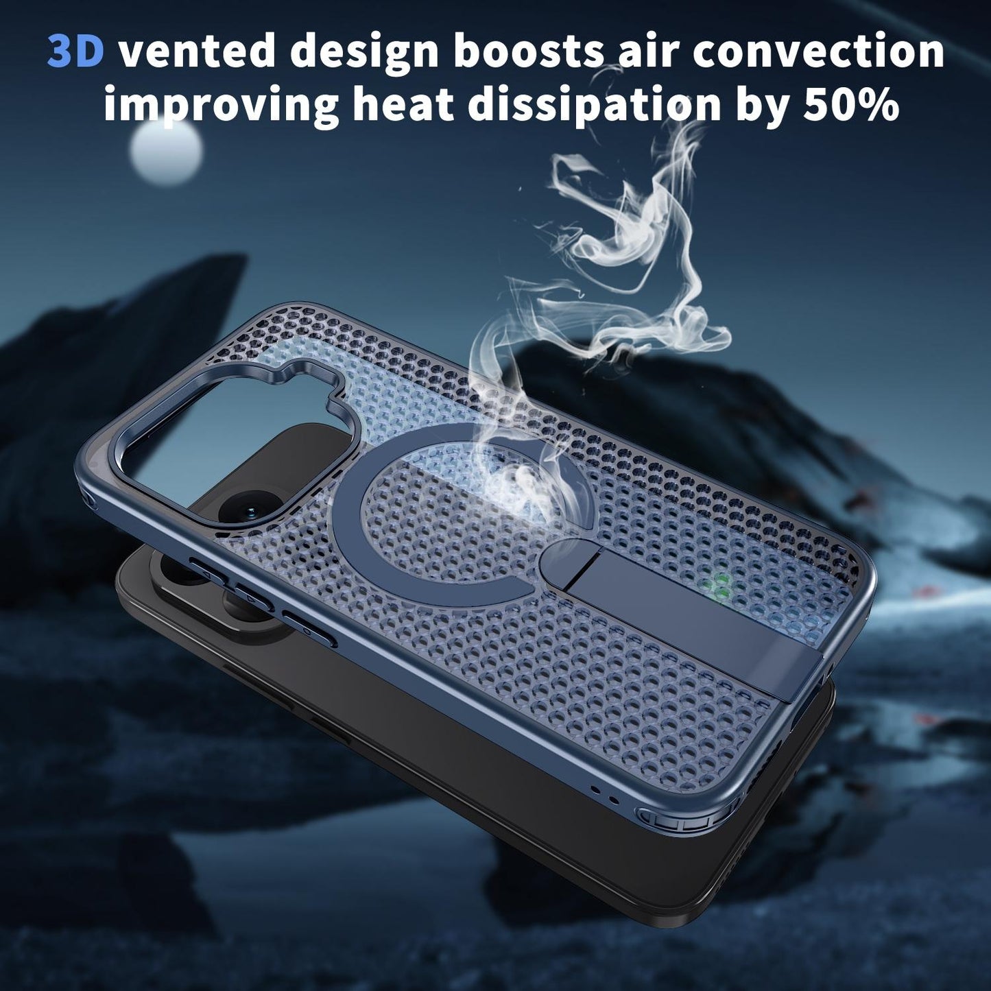 For Xiaomi 17T Pro 5G Honeycomb Cooling MagSafe Holder Phone Case(Blue)