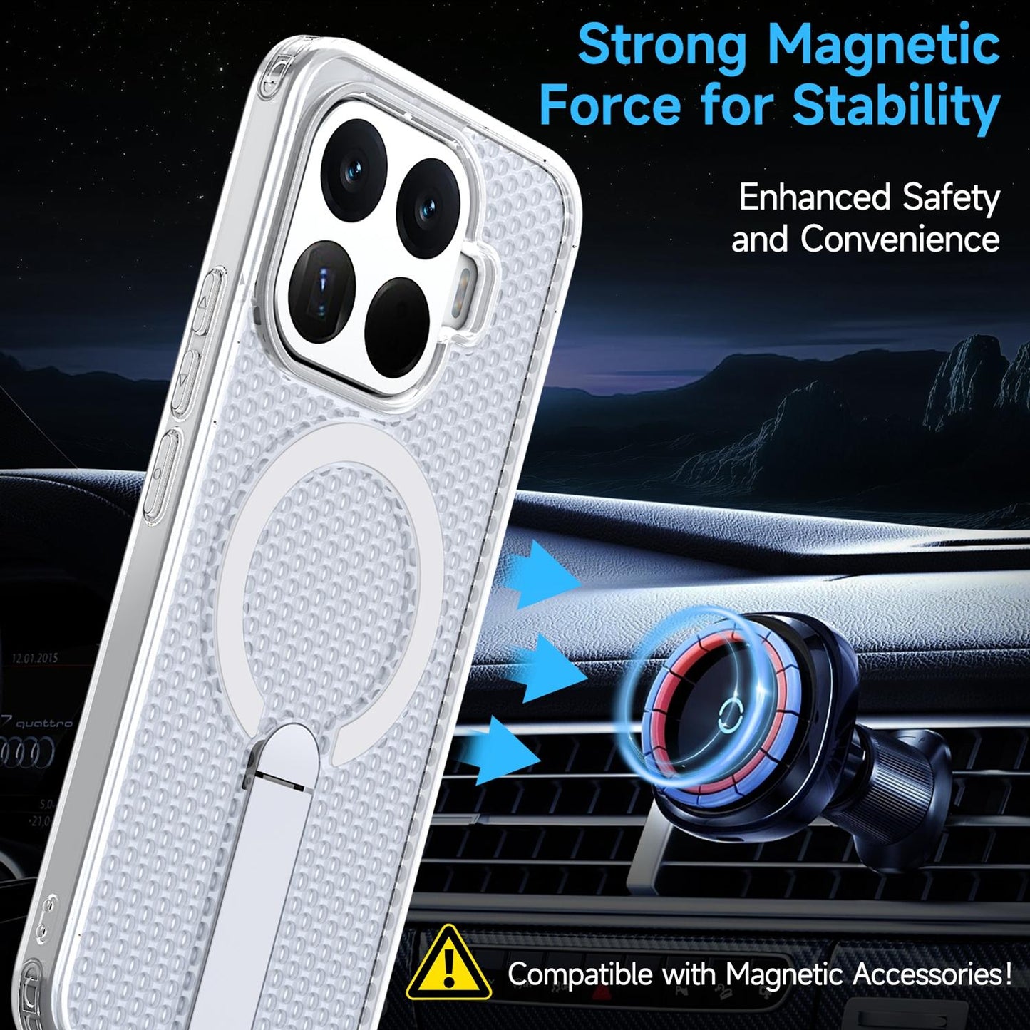 For Xiaomi 17T Pro 5G Honeycomb Cooling MagSafe Holder Phone Case(Frosted Transparent)