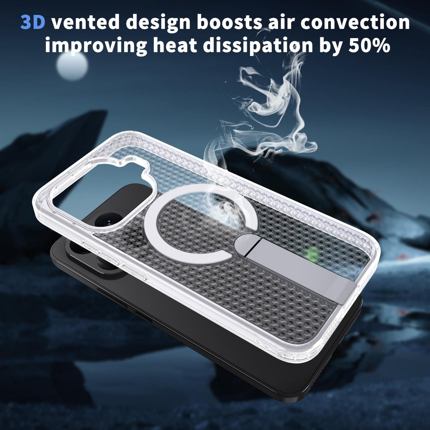 For Xiaomi 17T Pro 5G Honeycomb Cooling MagSafe Holder Phone Case(Frosted Transparent)