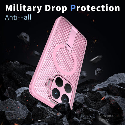 For Xiaomi 17T Pro 5G Honeycomb Cooling MagSafe Holder Phone Case(Pink)