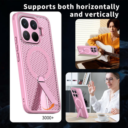 For Xiaomi 17T Pro 5G Honeycomb Cooling MagSafe Holder Phone Case(Pink)