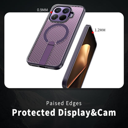 For Xiaomi 17T Pro 5G Honeycomb Cooling MagSafe Holder Phone Case(Purple)