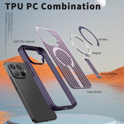 For Xiaomi 17T Pro 5G Honeycomb Cooling MagSafe Holder Phone Case(Purple)