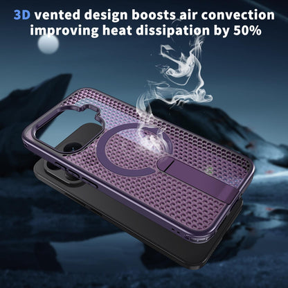 For Xiaomi 17T Pro 5G Honeycomb Cooling MagSafe Holder Phone Case(Purple)