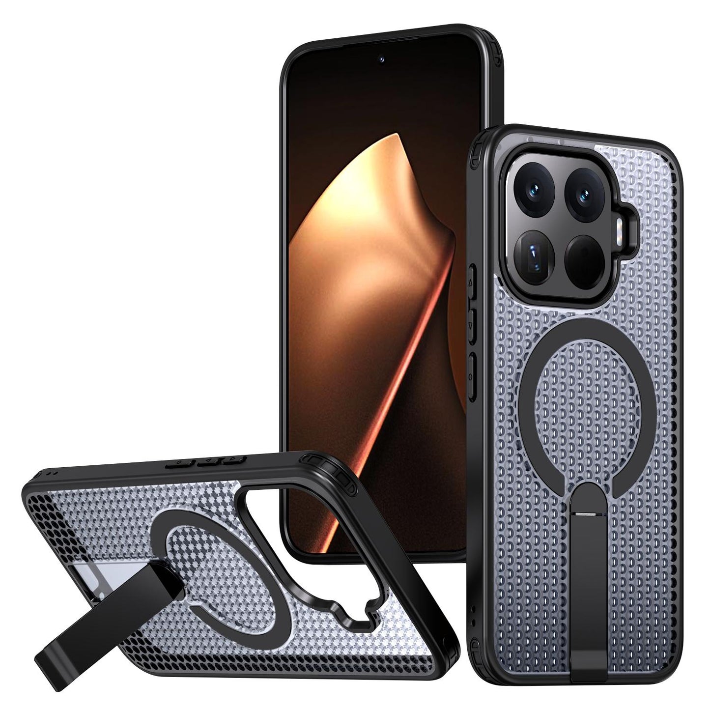 For Xiaomi 17T 5G Honeycomb Cooling MagSafe Holder Phone Case(Black)
