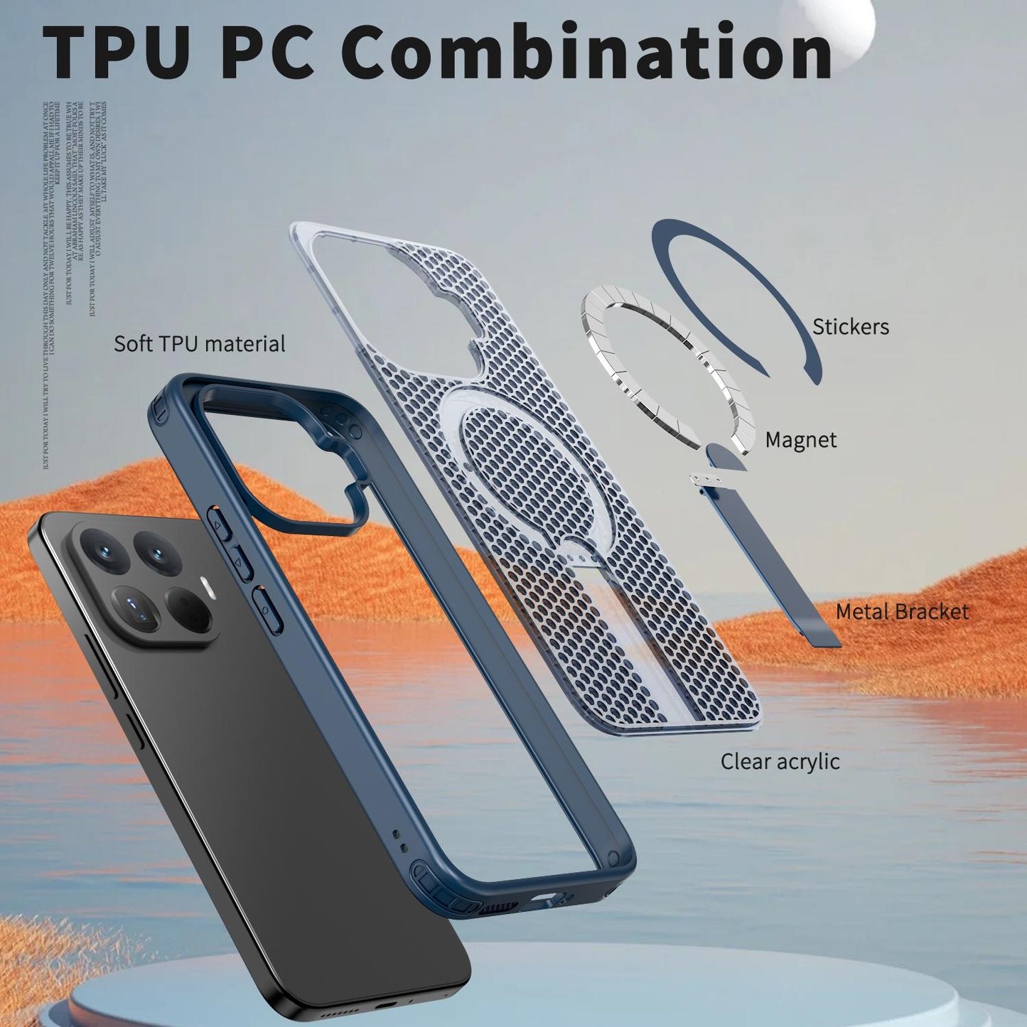 For Xiaomi 17T 5G Honeycomb Cooling MagSafe Holder Phone Case(Blue)